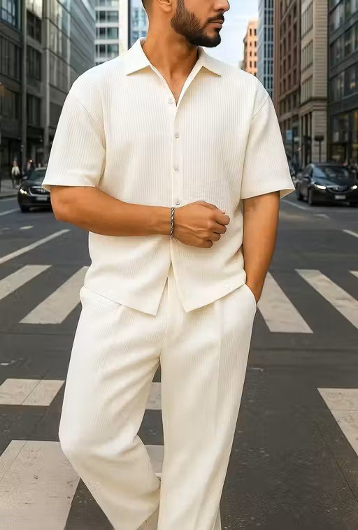 Men Night suit co-ords set white - Image 5